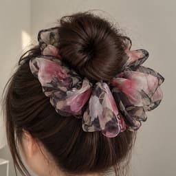 Buộc Tóc Bản To Nữ – Vải Satin / Voan Organza Họa Tiết, Phồng Xinh, Nhiều Mẫu Lựa Chọn 2