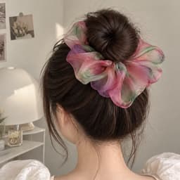 Buộc Tóc Bản To Nữ – Vải Satin / Voan Organza Họa Tiết, Phồng Xinh, Nhiều Mẫu Lựa Chọn 3
