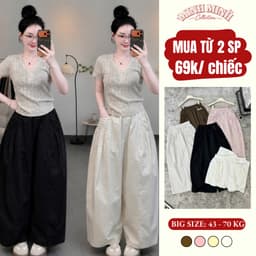[GIÁ RẺ NHẤT] COMBO 2 Quần Nữ Ống Suông Chất Gió Xếp Ly Túi, Cạp Chun Co Giãn - Quần Dài Form Rộng Dễ Phối Đồ Q7 1