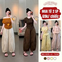 [FORM NẤM] Combo 2 Quần Nữ Dáng Bom Ống Rộng Bo Gấu Chất Gió - Quần Dài Nữ Form Rộng Dễ Phối Đồ Mặc Hằng Ngày Q8 1