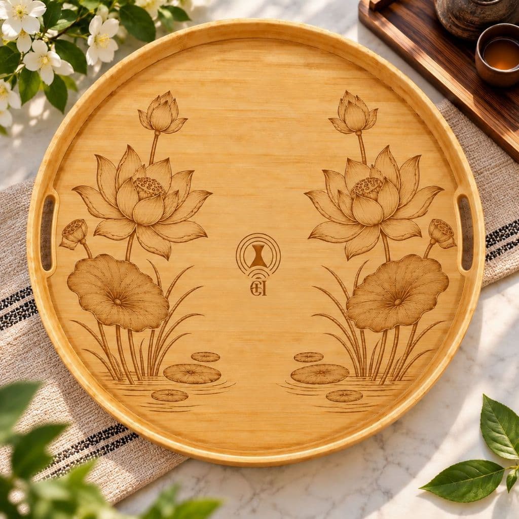 [ GiaDungQueHuong ]  KHAY NHỰA VÂN TRE size 45cm  – NÉT CHẤM PHÁ THANH LỊCH CHO BỘ MẶT TRỜI
