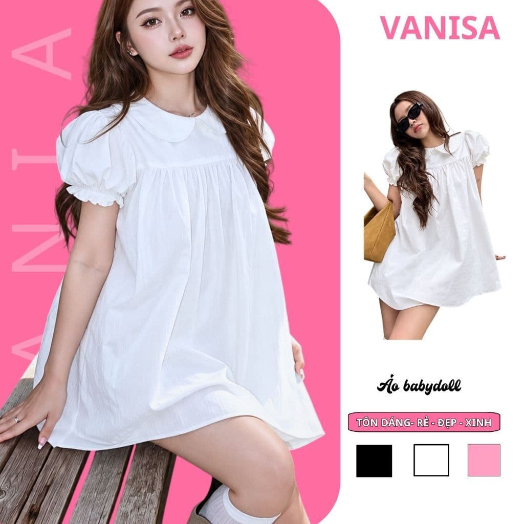 Váy Babydoll Cổ Sen Tay Phồng Form Rộng Dáng Ngắn Kèm Quần Cá Tính Dễ Thương Hot Trend VANISA VKQ99