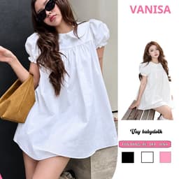 Váy Nữ Babydoll Cổ Sen Dáng Ngắn Tay Phồng Kèm Quần trắng Phong Cách Dễ Thương VANISA VKQ99 1