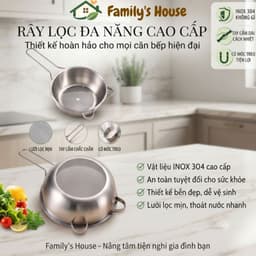 [family's house] Rây Lọc thực phẩm Inox 304, rây lọc gạo, lọc sữa, rây bột, tay cầm dài, chắc chắn 2