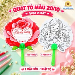 Quạt Tô Màu 20/10 Cho Bé – Quạt 2 Mặt Viết Lời Chúc & Tô Màu, Quà Tặng Ý Nghĩa Cho Cô Giáo, Bà, Mẹ | Combo 5-30 Quạt 7