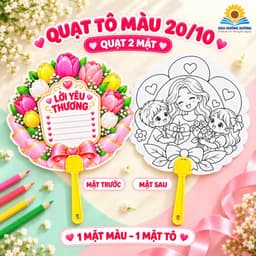 Quạt Tô Màu 20/10 Cho Bé – Quạt 2 Mặt Viết Lời Chúc & Tô Màu, Quà Tặng Ý Nghĩa Cho Cô Giáo, Bà, Mẹ | Combo 5-30 Quạt 1