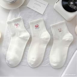 Set 5 Đôi Tất Cổ Thấp Chất Cotton Mỏng Trắng Phối Hoạ Tiết Dễ Thương Mã T171 8