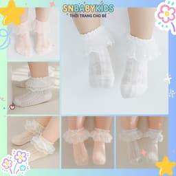 [TỔNG HỢP] Tất vớ ren tiểu thư cho bé gái, vớ trắng phối ren thôi nôi đầy tháng cho bé SNBABYKIDS 1