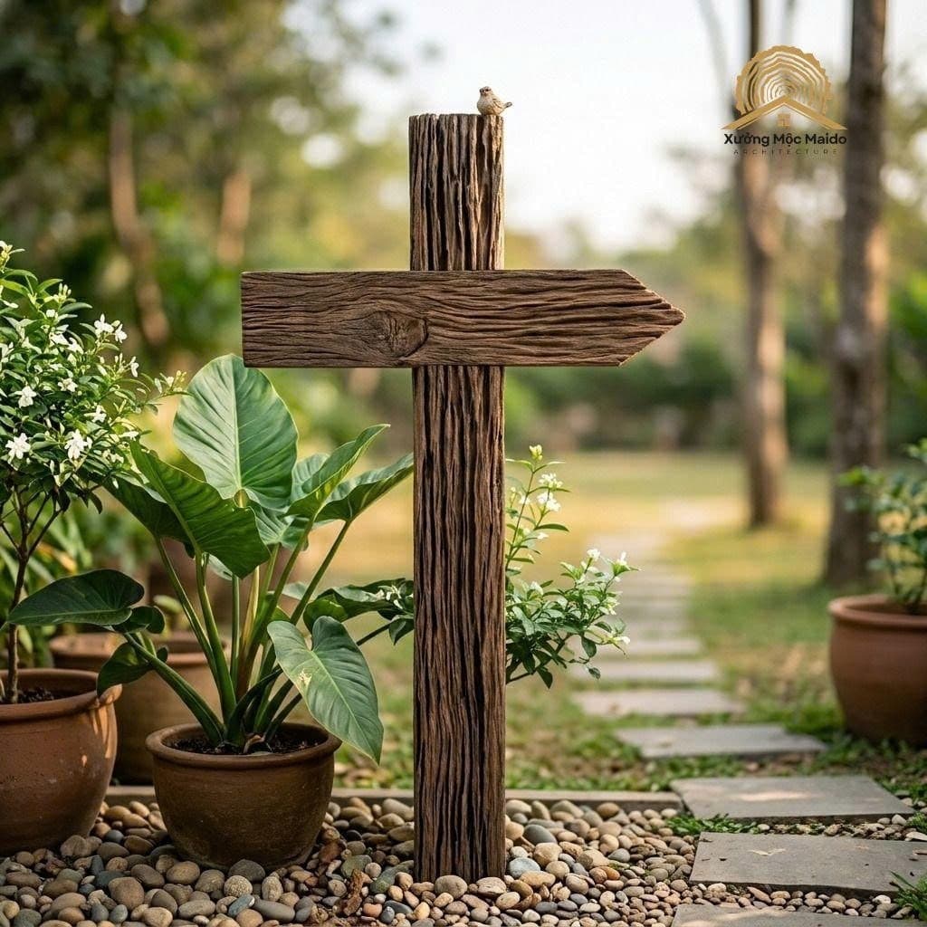 Cây Cột Chỉ Đường Gỗ Lũa Tự Nhiên, Biển Chỉ Dẫn Trang Trí Sân Vườn Quán Cafe Homestay