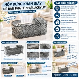 Hộp Đựng Khăn Giấy Để Bàn Pha Lê Nhựa Acrylic 1