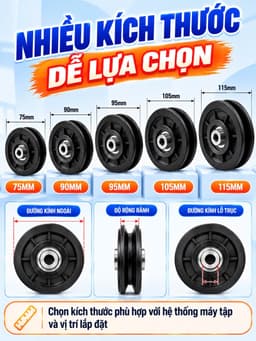 (Poly) Bánh xe ròng rọc phụ kiện hỗ trợ tập gym chuyên dụng 92mm và 115mm TGG 4