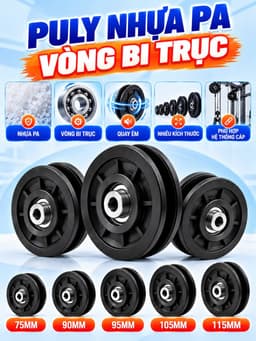 (Poly) Bánh xe ròng rọc phụ kiện hỗ trợ tập gym chuyên dụng 92mm và 115mm TGG 8