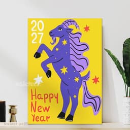 Tranh dán tường fomex, 2027,Goat, New Year, sẵn keo dán 2 mặt, nhận in theo yêu cầu. 2