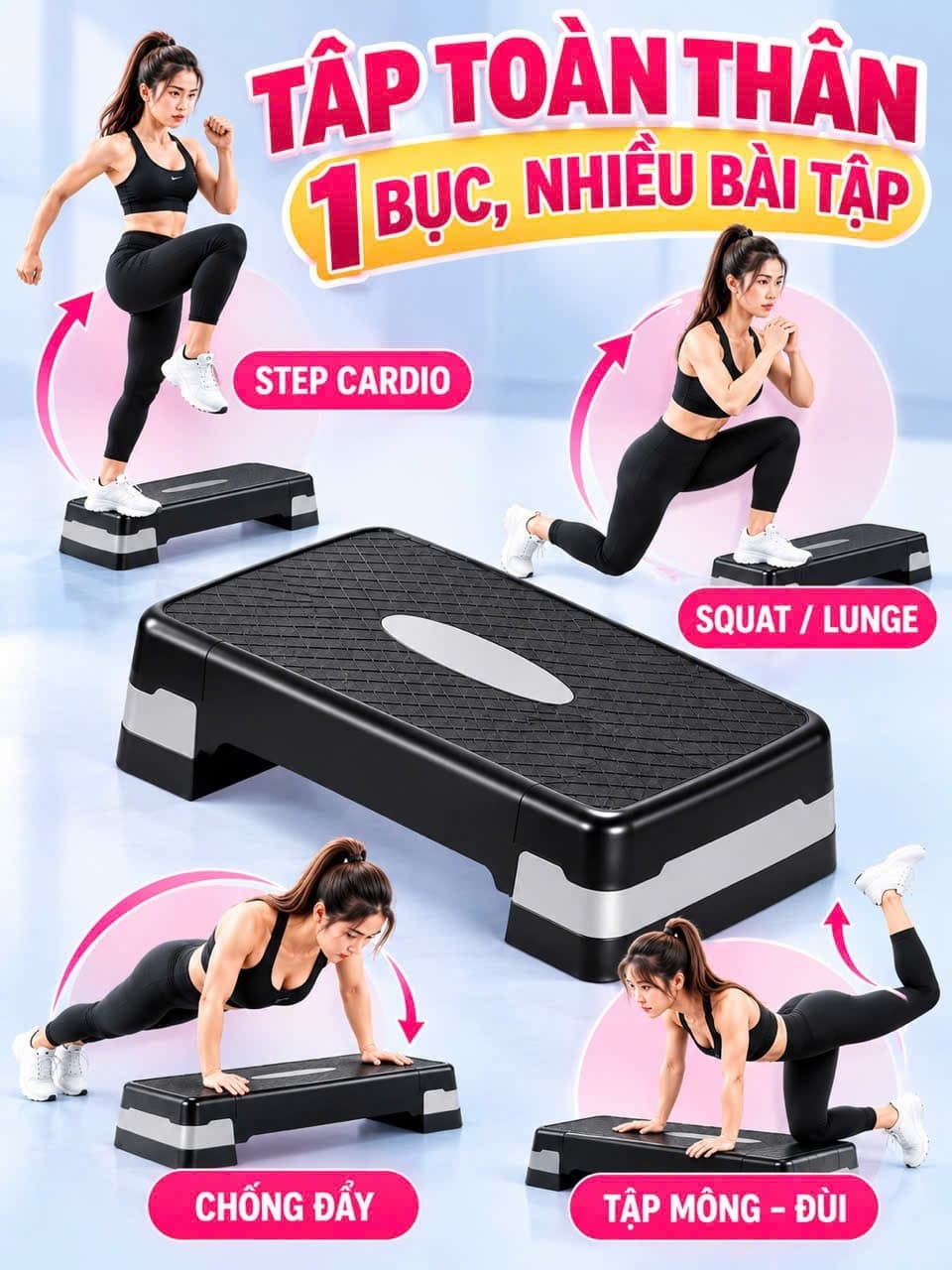 Off-Bục Nhảy Tập GYM Aerobic 68x29cm XÁM Có Thể Điều Chỉnh AEROBIC STEP giảm cân toàn thân hiệu quả