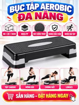 Off-Bục Nhảy Tập GYM Aerobic 68x29cm XÁM Có Thể Điều Chỉnh AEROBIC STEP giảm cân toàn thân hiệu quả 8