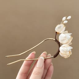 Trâm Cài Tóc Nữ Hoa Mộc Lan Trắng Đính Ngọc Trai Thanh Lịch – Trâm Hoa Cài Tóc Búi Phong Cách Cổ Trang, Nàng Thơ 5