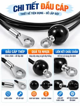 Dây Cáp Nâng Tạ Bọc Nhựa Dài 2.5m - 2m Dùng Cho Máy Phòng GYM, Dụng Cụ Tập Tại Nhà 4