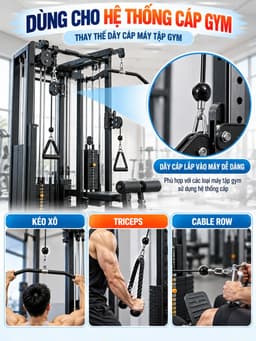 Dây Cáp Nâng Tạ Bọc Nhựa Dài 2.5m - 2m Dùng Cho Máy Phòng GYM, Dụng Cụ Tập Tại Nhà 6