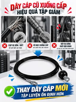 Dây Cáp Nâng Tạ Bọc Nhựa Dài 2.5m - 2m Dùng Cho Máy Phòng GYM, Dụng Cụ Tập Tại Nhà 2