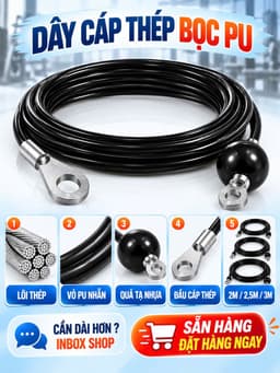 Dây Cáp Nâng Tạ Bọc Nhựa Dài 2.5m - 2m Dùng Cho Máy Phòng GYM, Dụng Cụ Tập Tại Nhà 8
