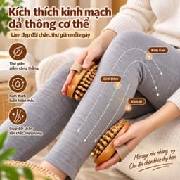 Bàn chải massage đầu bi gỗ, tay cầm nhựa chắc chắn, giúp thư giãn giảm căng cơ 6
