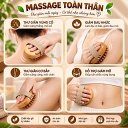 Bàn chải massage đầu bi gỗ, tay cầm nhựa chắc chắn, giúp thư giãn giảm căng cơ 7
