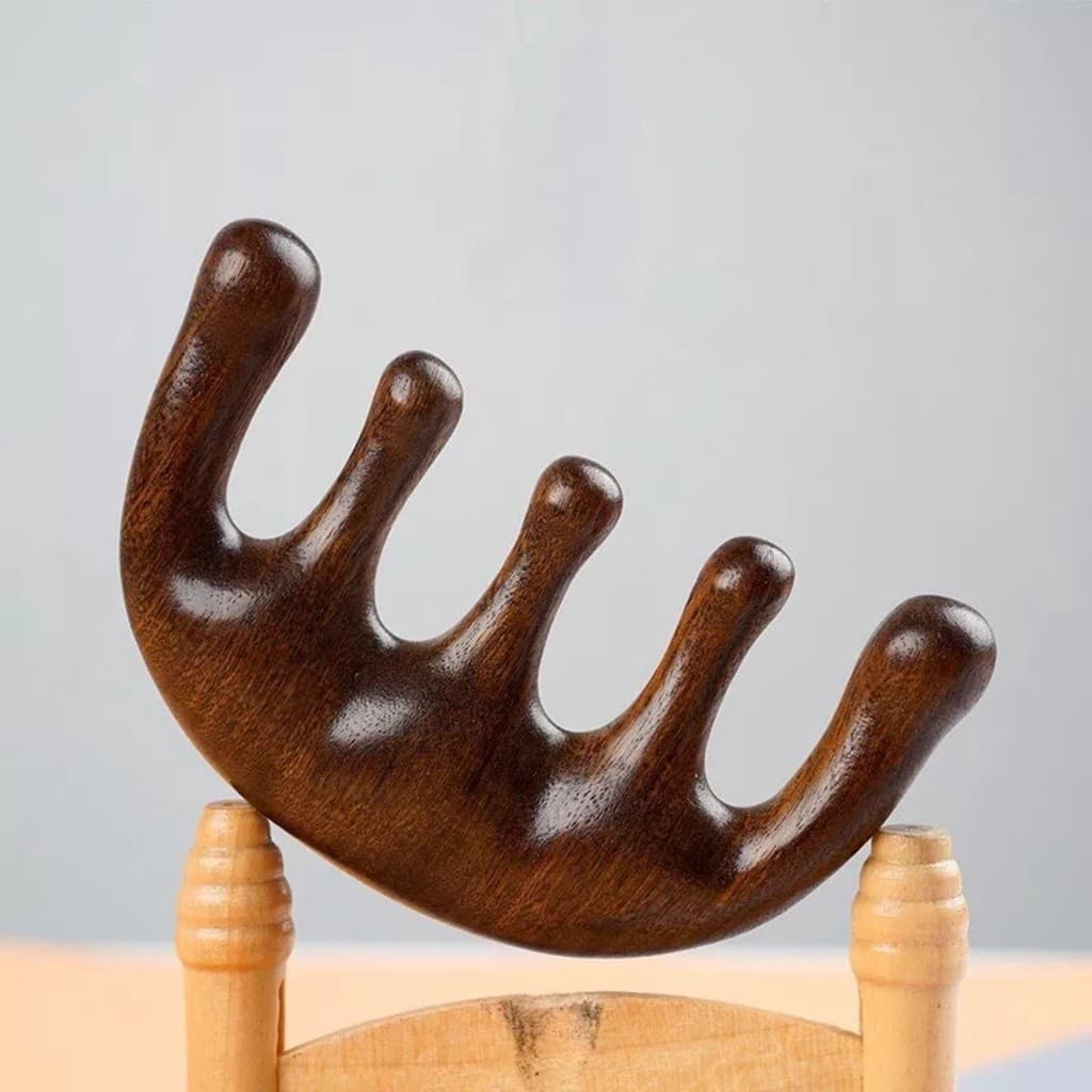 Lược gỗ đàn hương massage da đầu thông kinh mạch 5.7x10.5cm