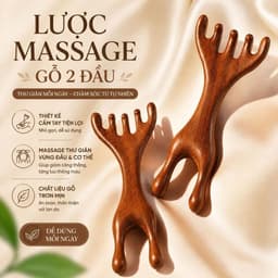 Lược massage gỗ đàn hương 2 đầu cầm tay thư giãn da đầu tiện lợi 1