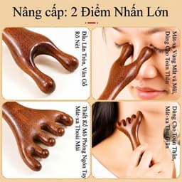 Lược massage gỗ đàn hương 2 đầu cầm tay thư giãn da đầu tiện lợi 4
