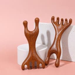 Lược massage gỗ đàn hương 2 đầu cầm tay thư giãn da đầu tiện lợi 2