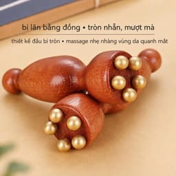 Cây lăn massage mắt mini 5 bi đồng thân gỗ nhỏ gọn giảm sưng, thư giãn vùng mắt hiệu quả 3