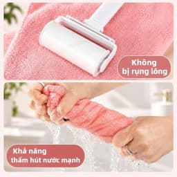 Khăn quấn tóc siêu thấm hút đính hình gấu loại tốt dày đẹp 2 lớp 40x60cm 3