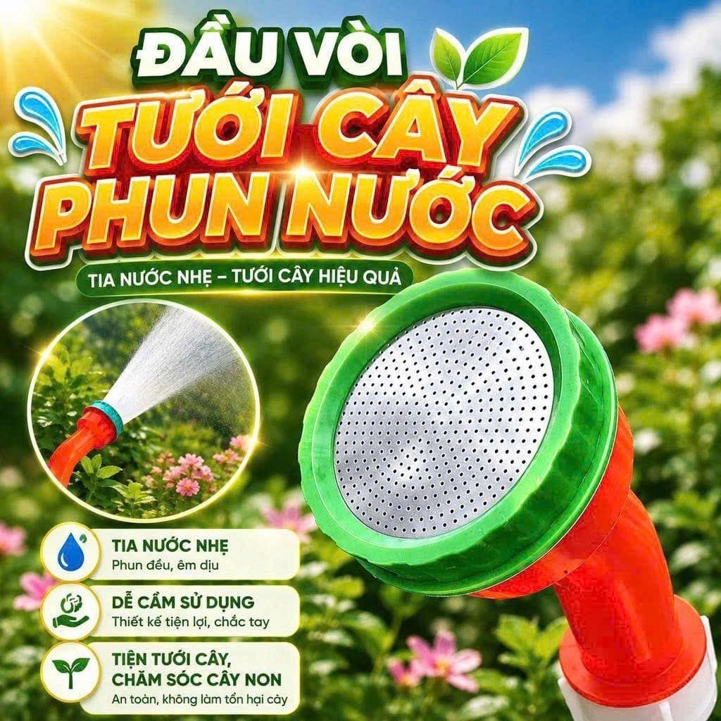 Đầu vòi phun nước nhiều tia tưới cây, tia nước nhẹ phun đều tiện dụng
