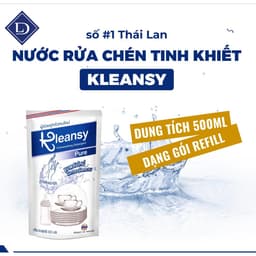 Nước rửa chén tinh khiết Kleansy Pure dạng gói refill 500ml 1