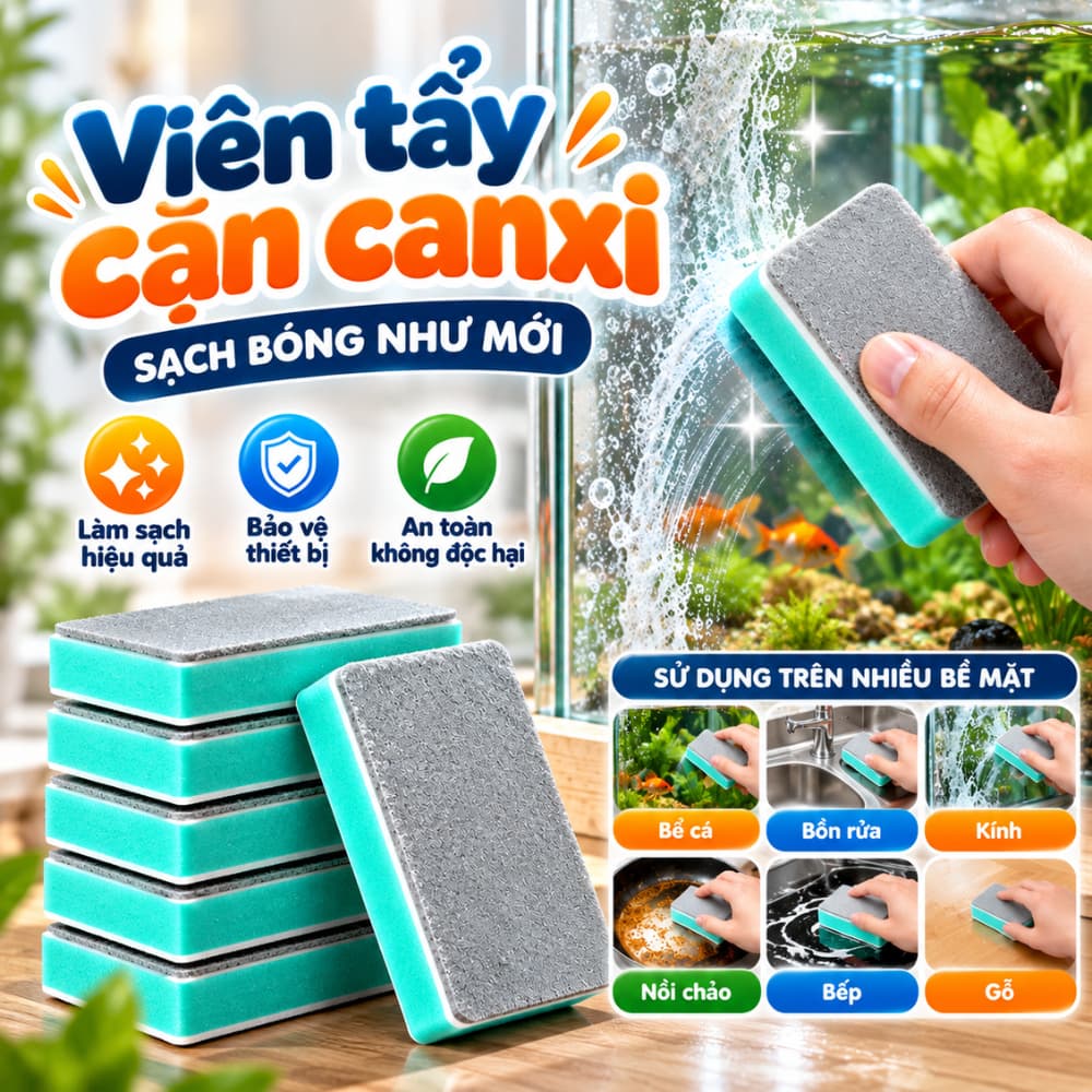 COMBO Cục Tẩy Cặn Canxi Đánh Bóng Kính, Bể Cá Đa Năng TORO, Đánh Bay Vết Bẩn Không Lo Trầy Xước