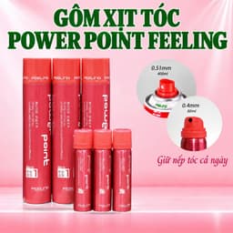 Gôm xịt tóc giữ nếp, keo tạo kiểu tóc nắp đỏ POWER POINT FEELING chính hãng 80ml/400ml 1