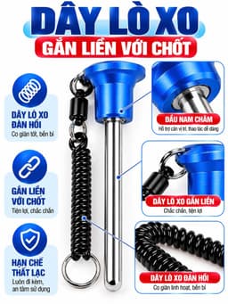 Chốt tạ khối máy gym,núm hợp kim nhôm cao cấp màu xanh 5