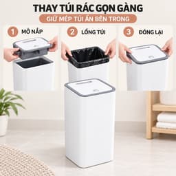 Thùng Rác Nắp Bật Nhấn Nút Tự Mở Tiện Lợi, Thùng Rác Nắp Lật Thiết Kế Tiết Kiệm Không Gian Nhựa PP 4