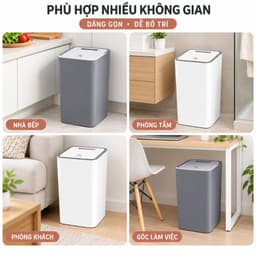 Thùng Rác Nắp Bật Nhấn Nút Tự Mở Tiện Lợi, Thùng Rác Nắp Lật Thiết Kế Tiết Kiệm Không Gian Nhựa PP 6