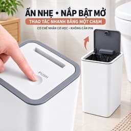 Thùng Rác Nắp Bật Nhấn Nút Tự Mở Tiện Lợi, Thùng Rác Nắp Lật Thiết Kế Tiết Kiệm Không Gian Nhựa PP 2