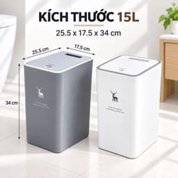 Thùng Rác Nắp Bật Nhấn Nút Tự Mở Tiện Lợi, Thùng Rác Nắp Lật Thiết Kế Tiết Kiệm Không Gian Nhựa PP 7