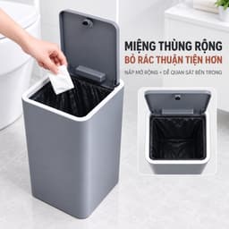 Thùng Rác Nắp Bật Nhấn Nút Tự Mở Tiện Lợi, Thùng Rác Nắp Lật Thiết Kế Tiết Kiệm Không Gian Nhựa PP 3