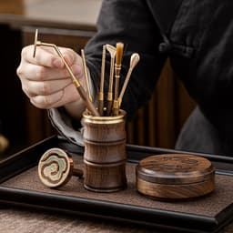 Bộ dụng cụ thưởng trầm gỗ óc chó cao cấp-Dụng cụ thưởng trầm 1