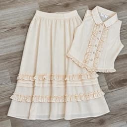 Set Áo Sát Nách Cổ Sơ Mi Bèo Ngực Phối Chân Váy Xòe Tầng HB.CLOSET Set Đồ Nữ Điệu Đà S229 5
