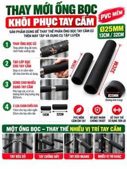 Ống cao su bọc tay cầm máy gym (1 đôi) 2