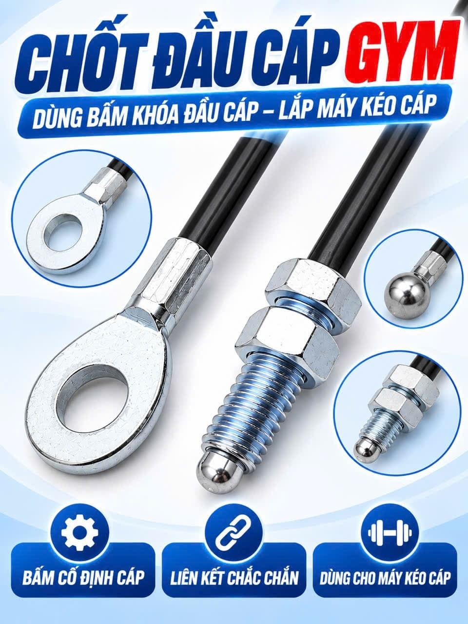 Đầu cos ép dây cáp máy gym