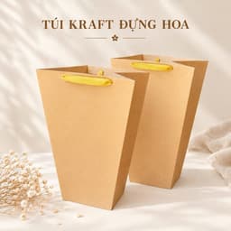 Combo 5/10 túi giấy kraft đựng hoa, túi giấy vát hình thang đựng bó hoa loại dày cứng đẹp 5