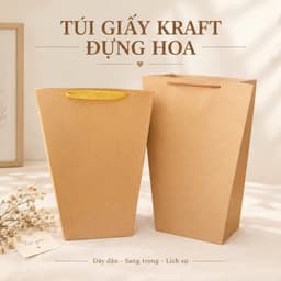 Combo 5/10 túi giấy kraft đựng hoa, túi giấy vát hình thang đựng bó hoa loại dày cứng đẹp 7