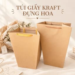 Combo 5/10 túi giấy kraft đựng hoa, túi giấy vát hình thang đựng bó hoa loại dày cứng đẹp 8