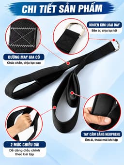Dây Tricep Bản Nâng Cấp Chiều Dài 2 Nấc - Kéo Lưng Xô Tay Sau Đa Năng HC Sport 1